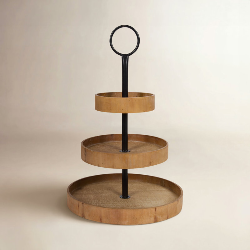 Wood Tiered Stand, Rustic Brown