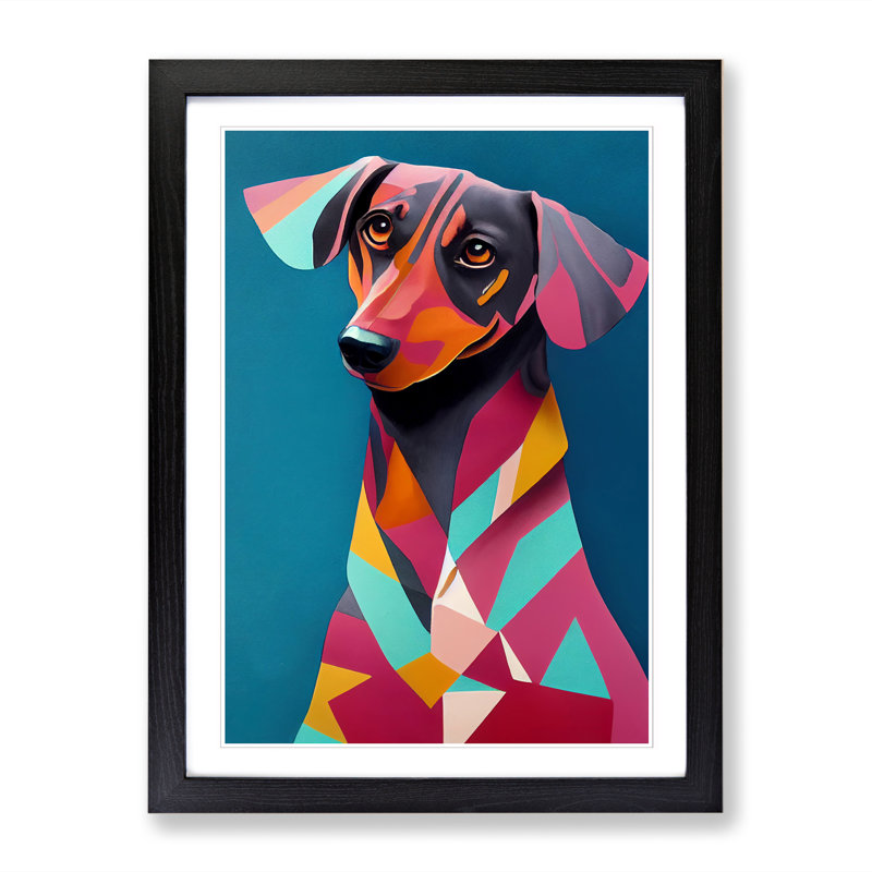 Hildale Dachshund In Colour Vol.1 - Picture Frame Print, 64cm H x 46cm W x 2cm D, Walnut