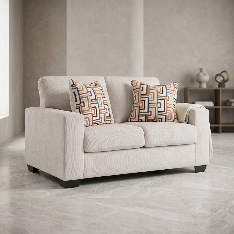 Kleban Binette Loveseat, White Polyester