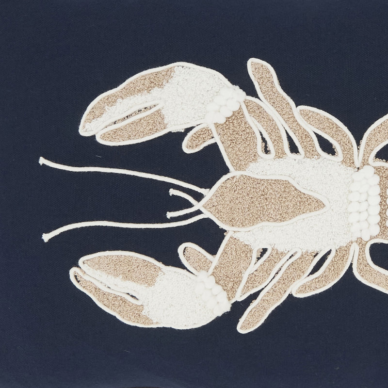 Embroidered Lobster Pillow, Polyester