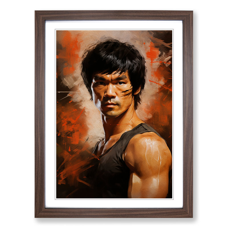 Bruce Lee Digital - Framed Print, Walnut Framed, 34cm H x 25cm W x 2cm D