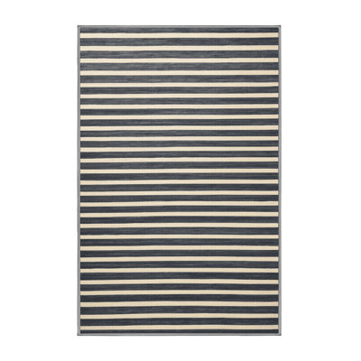 Tapis gris à rayures horizontales lavable à la machine