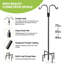Double crochets de berger double pour l'extérieur, poteau robuste pour oiseaux avec base à 5 branches, crochet réglable Shepards pour l'extérieur, jardin, mariages, plante suspendue, paquet de 2