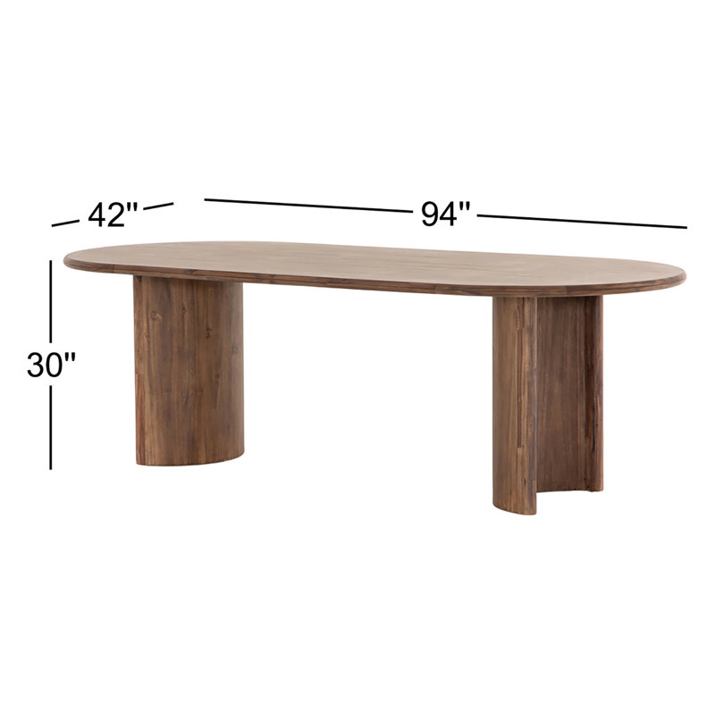 Paden Oval Dining Table, Seasoned Brown Acacia, 30" H x 94" W x 42" D