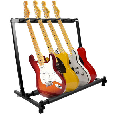 5 Holder Guitar Stand,Multi-Guitar Display Rack Folding Stand Band Stage Bass Acoustic Guitar, Black
