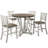 Counter Height Rustic Dining Table, Antique White/Ash Brown Finish, Solid Wood, Knotty Oak Veneer, 4 Person Seating, Pedestal Base Height, Wood With Two-Tone Design, Seats 4,