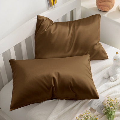 Taies d'oreiller pour tout-petits en coton de qualité égyptienne, taies d'oreiller de voyage en satin de coton à densité de tissage 500 fils, 13 x 18 pouces - NTBAY