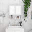 Élégante armoire murale de salle de bain avec portes à double miroir - Conception compacte avec tablettes intérieures réglables peintes en blanc, assemblage requis et processus simple et tendance