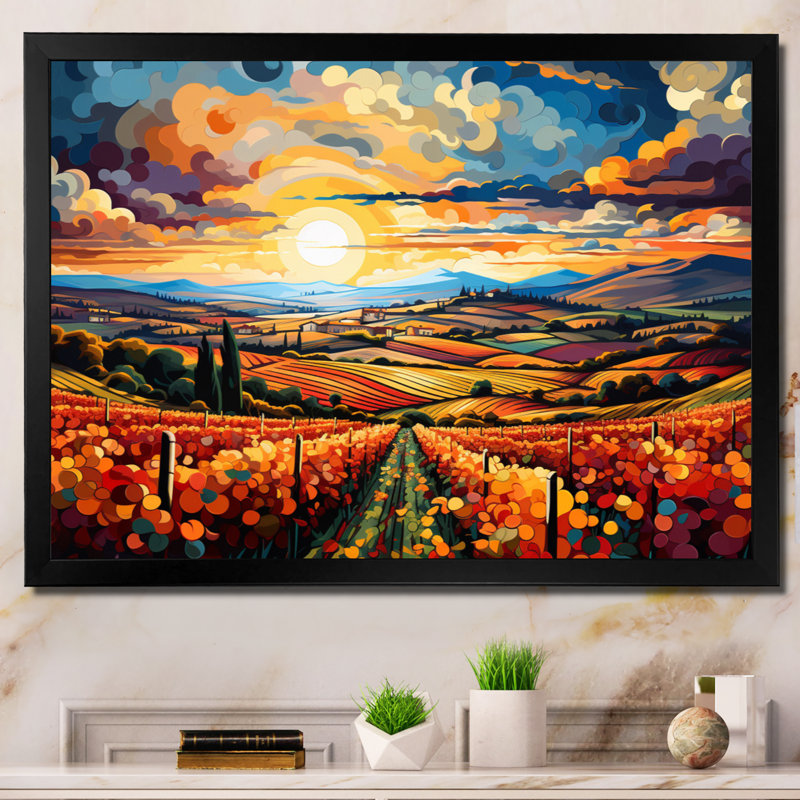 Marusja French Vineyard Symphony I - impression, Cadre simple noir, H 16 po x l 32 po x P 1 po