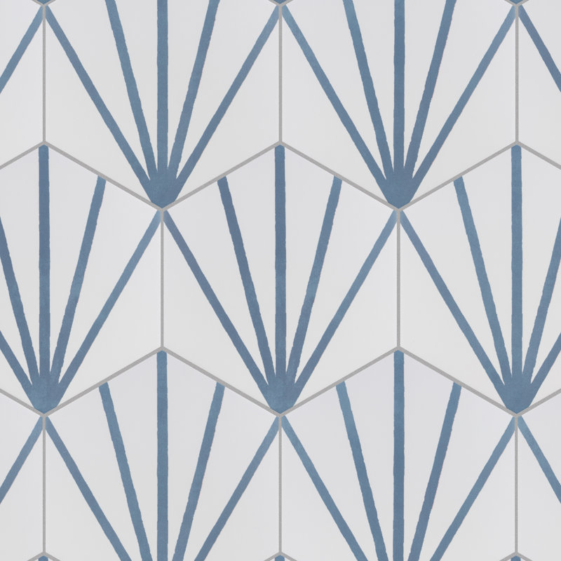 Horizon 7-3/4" x 9" Porcelain Wall & Floor Tile, White/Blue