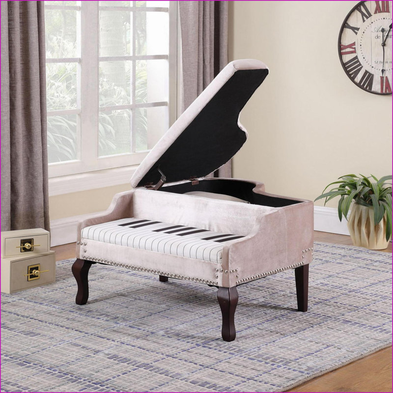 Repose-pieds: rangement en velours brun beige traditionnel avec têtes de clou argent brossé, L 30 po | Pieds brun noyer | Bois manufacturé