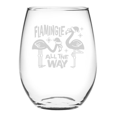 Flamingle All the Way Stemless Wine Glass (Set of 2)