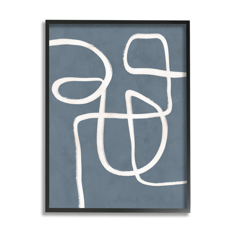 Dessin abstrait ligne abstraite cursive, Giclée encadrée noir minuit, H 11 po x l 14 po