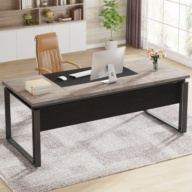 Bureau d'écriture rectangulaire l 62,99 po Loubert, Gris / Noir