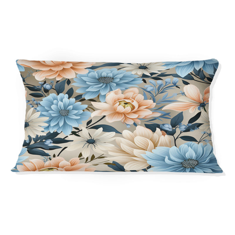 Motif floral de charme vichy bleu et beige - coussin à imprimé floral