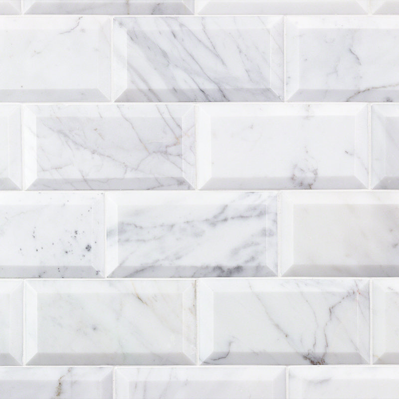 Calacatta 3" x 6" Marble Marble Look Subway Wall & Floor Tile