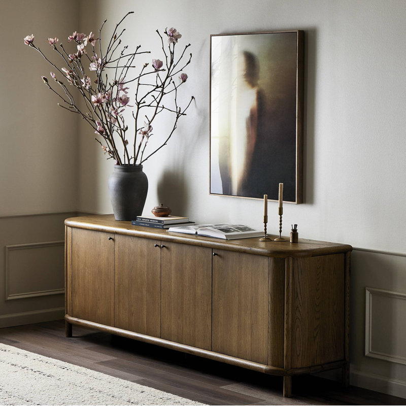Florent 85.75" Wide Sideboard, Amber Oak