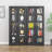 Glass Display Cabinet with Lock, Black Metal Curio Cabinet with Tempered Glass Doors & Adjustable Shelves, Heavy-Duty China Cabinets for Living Room, School, Commercial-1115405061