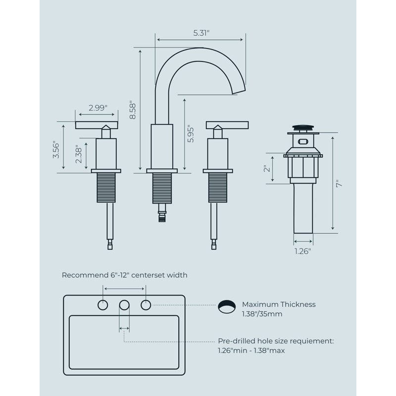 8-Inch Widespread Bathroom Faucet With Dual Handles, Metal Pop-Up Drain & 24" Supplies, Oil Rubbed Bronze