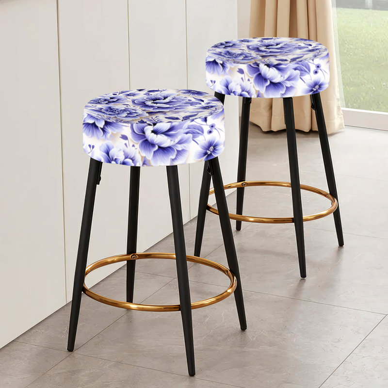 Ensemble de 2 tabourets de bar blanc et mauve