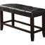 Banc de salle à manger à hauteur de comptoir en similicuir noir avec assise rembourrée et base en bois-1894007676