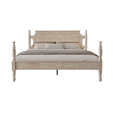 Queen Size Platform Bed Frame with Solid Wood Headboard & Footboard, Metal Legs, 12 Sturdy Slatted Base, Easy Assembly, Anti-Slip & Noise-Free, No Box Spring Needed, Driftwood Gray Oak Finish
