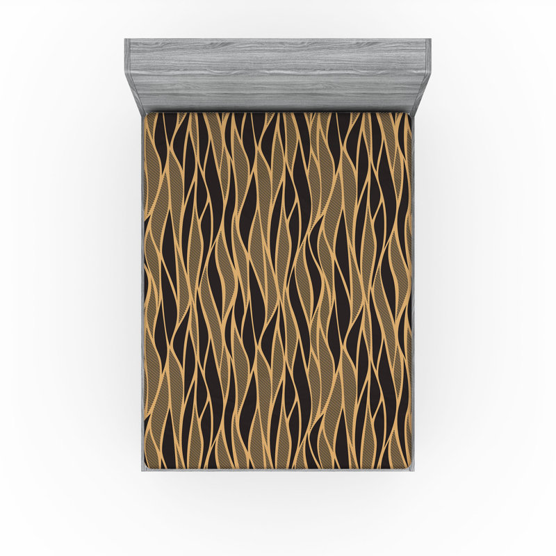 Ambesonne Nature Fitted Sheet Leaves Botanical Style Art, California King Fitted Sheet, Cocoa/Dark Taupe/Gray Abstract