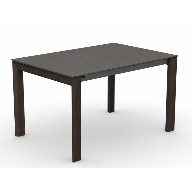 Eminence Extendable Solid Wood Dining Table, Matte Optic White, 35.5" W x 51.25" L, Beton Gray Melamine