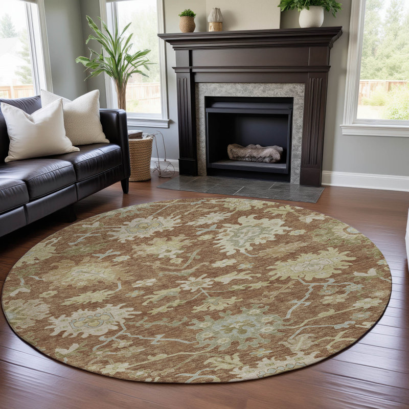 Premium Machine Washable Gurubaksh AMF1150 Global Rug, Round 8'