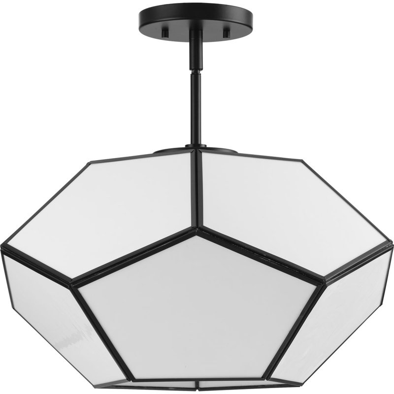 Plafonnier semi-encastré en verre Brier, Noir mat