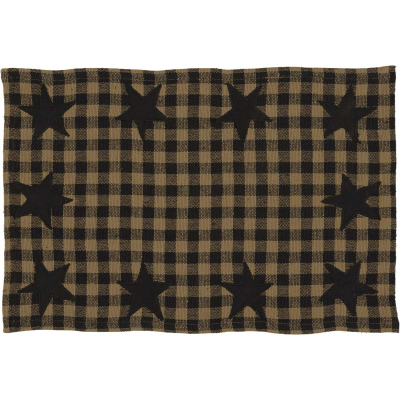 Deuxville 100% Cotton Checkered Rectangle Placemat, Black/Khaki