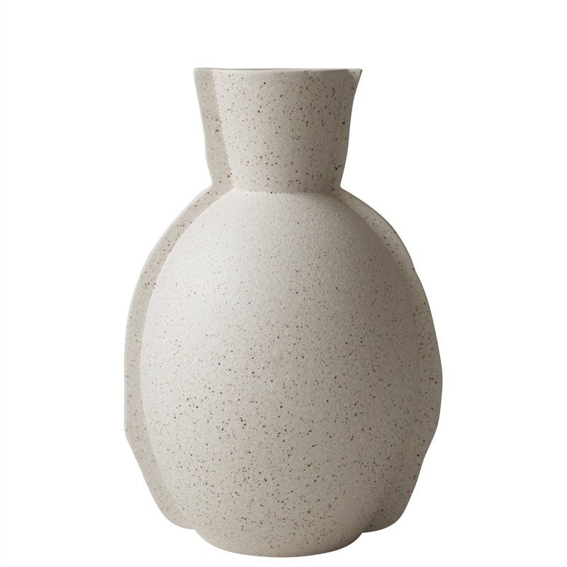 Vase de table en grès, Crème à pois