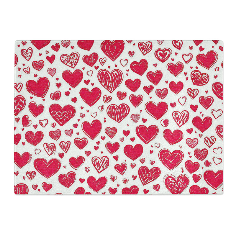 Love Heart Pattern Vol.4  Glass Chopping Board