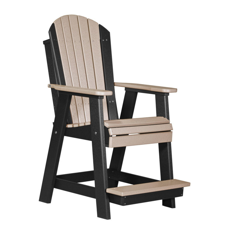 Chaise de terrasse Janel Adirondack, Bois vieilli et noir, Chaise à accoudoir