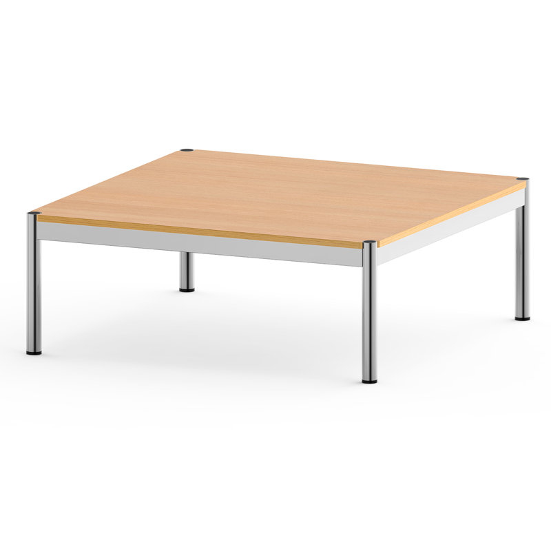 Brothir 39.4'' Wood Top Square Coffee Table with Stainless Steel Base 3 Min to Assemble, Light Yellow Wood