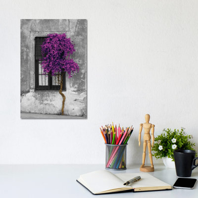 Tree In Front Of Window Purple Pop Color Pop - Print on Canvas