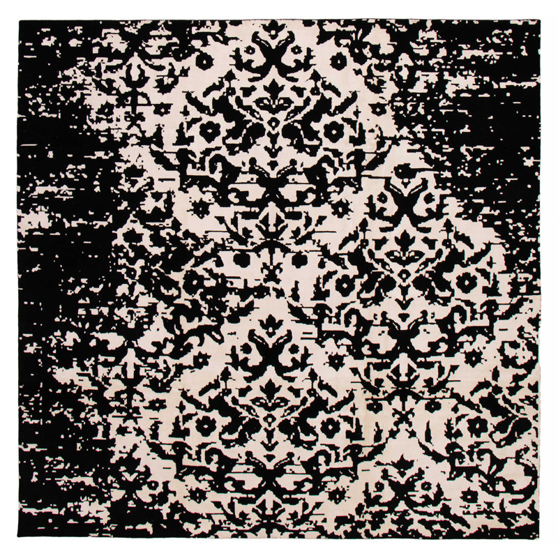 Tapis noir et blanc Opulence 9 pi 10 po x 9 pi 10 po