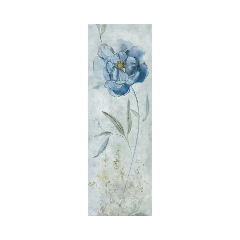 Blue Peony by Carol Robinson - Wrapped Canvas Panoramic Painting, 30.48 cm H x 91.44 cm W x 1.91 cm D