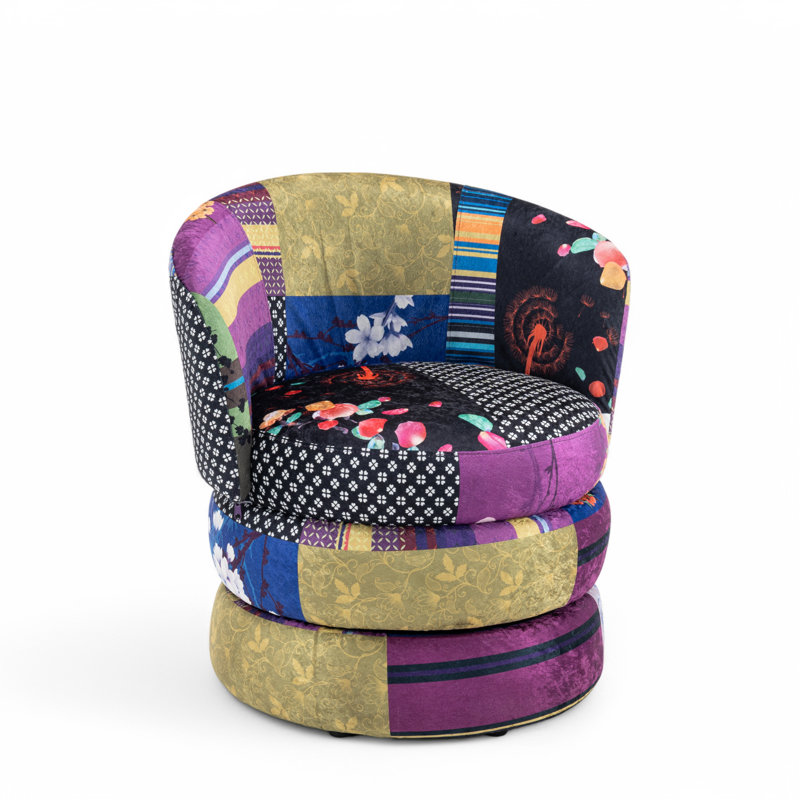 Velvet Swivel Barrel Chair, Purple