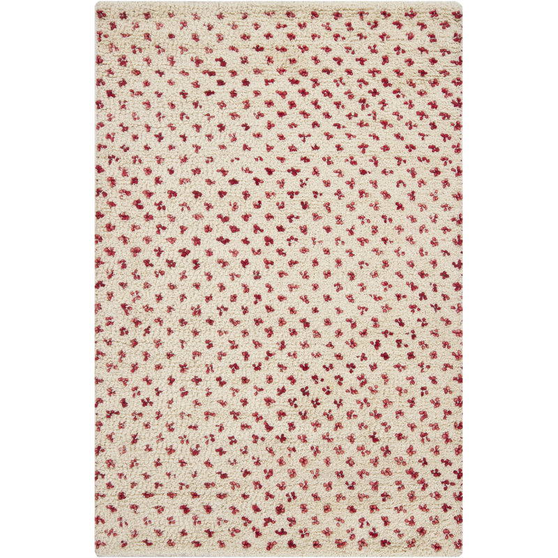 Funston Performance Wool Abstract Indoor Rug, Round 7'9", Red/White