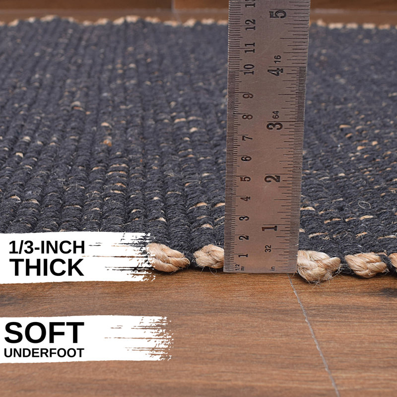 Colston Jute and Cotton Braided Farmhouse Rug, Rectangle 8' x 10'