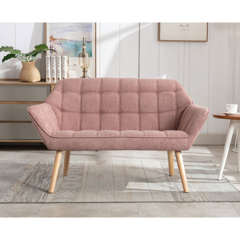 Canapé à accoudoirs carrés 48,75 po Lisander, Rose 100 % polyester