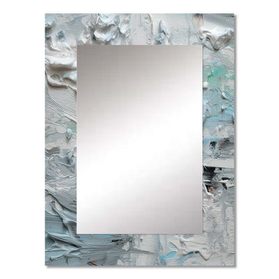 Summer Memories Abstract In White And Blue II - Abstract Painting Large Wall Mirror, Modern Decorative Mirror, Printed Metal Art