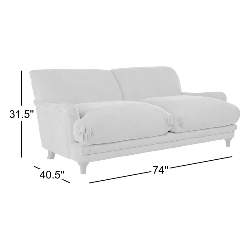 Alexe 74" Velvet Charles of London Sofa, Platinum Gray