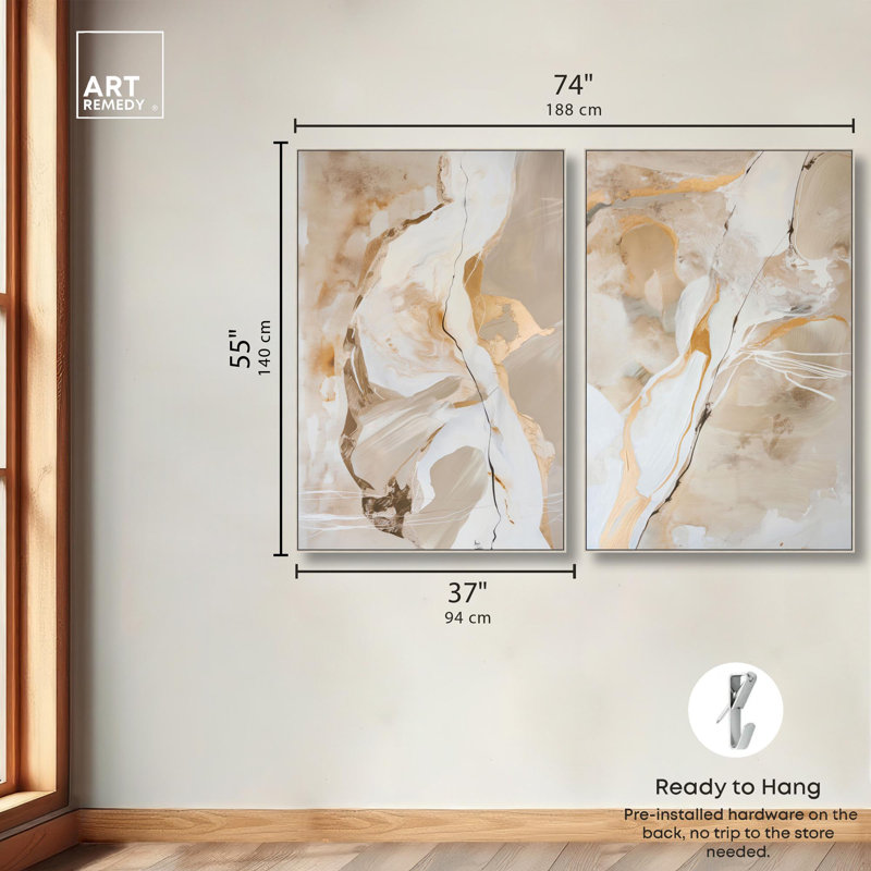 Ensemble de 2 reproductions sur toile Luxe , H 55 po x l 37 po, Impression dans un cadre flottant sans passe-parto