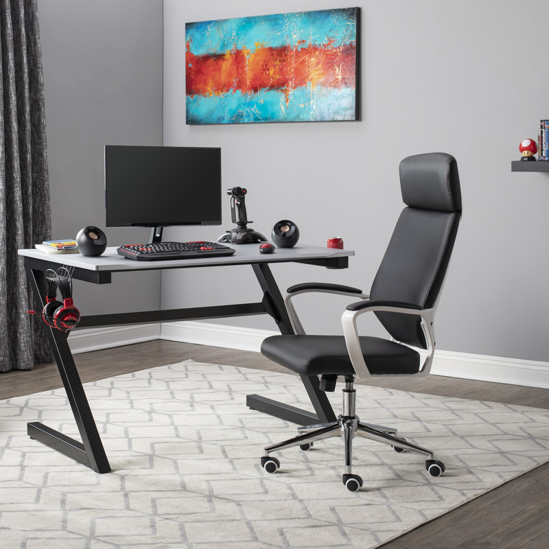 Latitude Run® Adjustable Reclining Ergonomic Swiveling PC & Racing Game Chair in Black