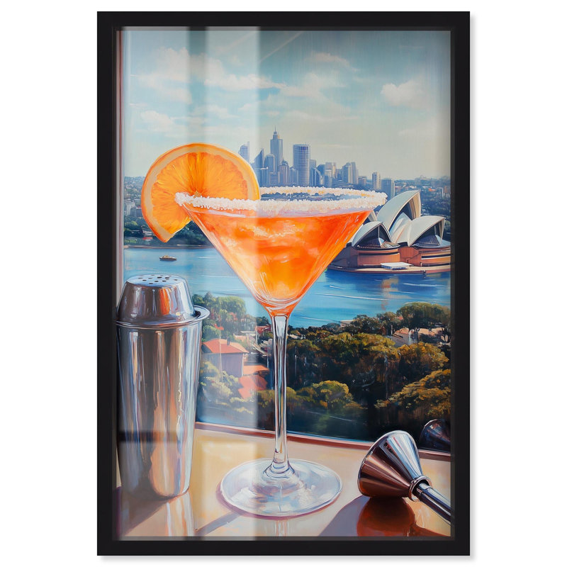 «Classy Drink in Australie Shadowbox Print» par Art Remedy, H 16 po x l 11 po, Noir