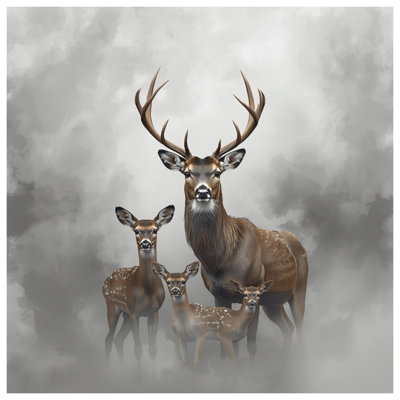 Deer Family In Fog Bedding Deer Bedspread Wildlife