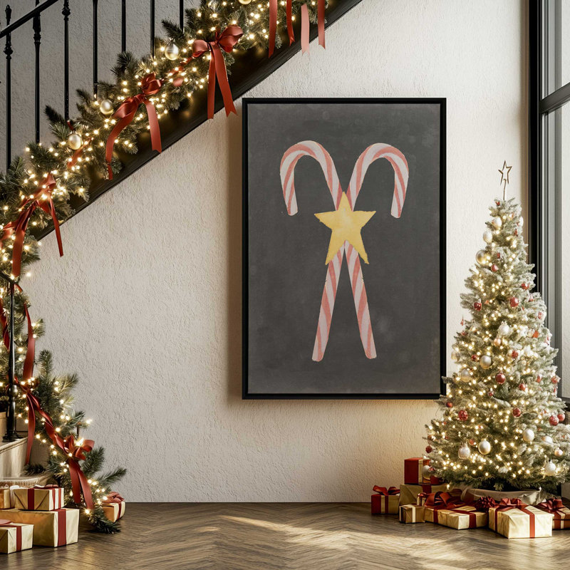 Candy Cane Magic Print on Canvas, 30.75" H x 20.75" W, Brown Floater Framed