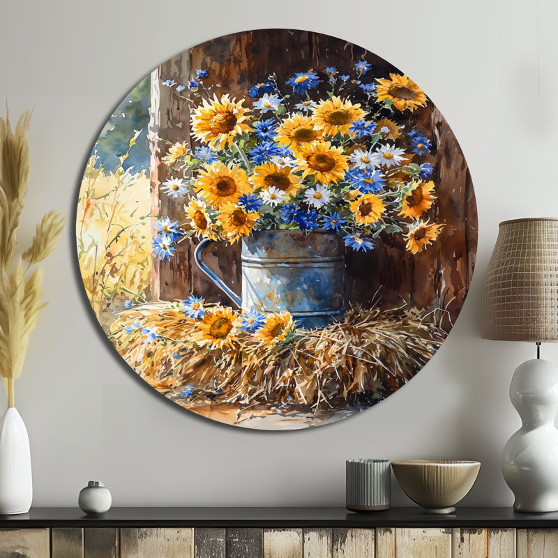 Perkinson - Assortiment de bouquets de fleurs muraux ronds, H 16 po x l 16 po